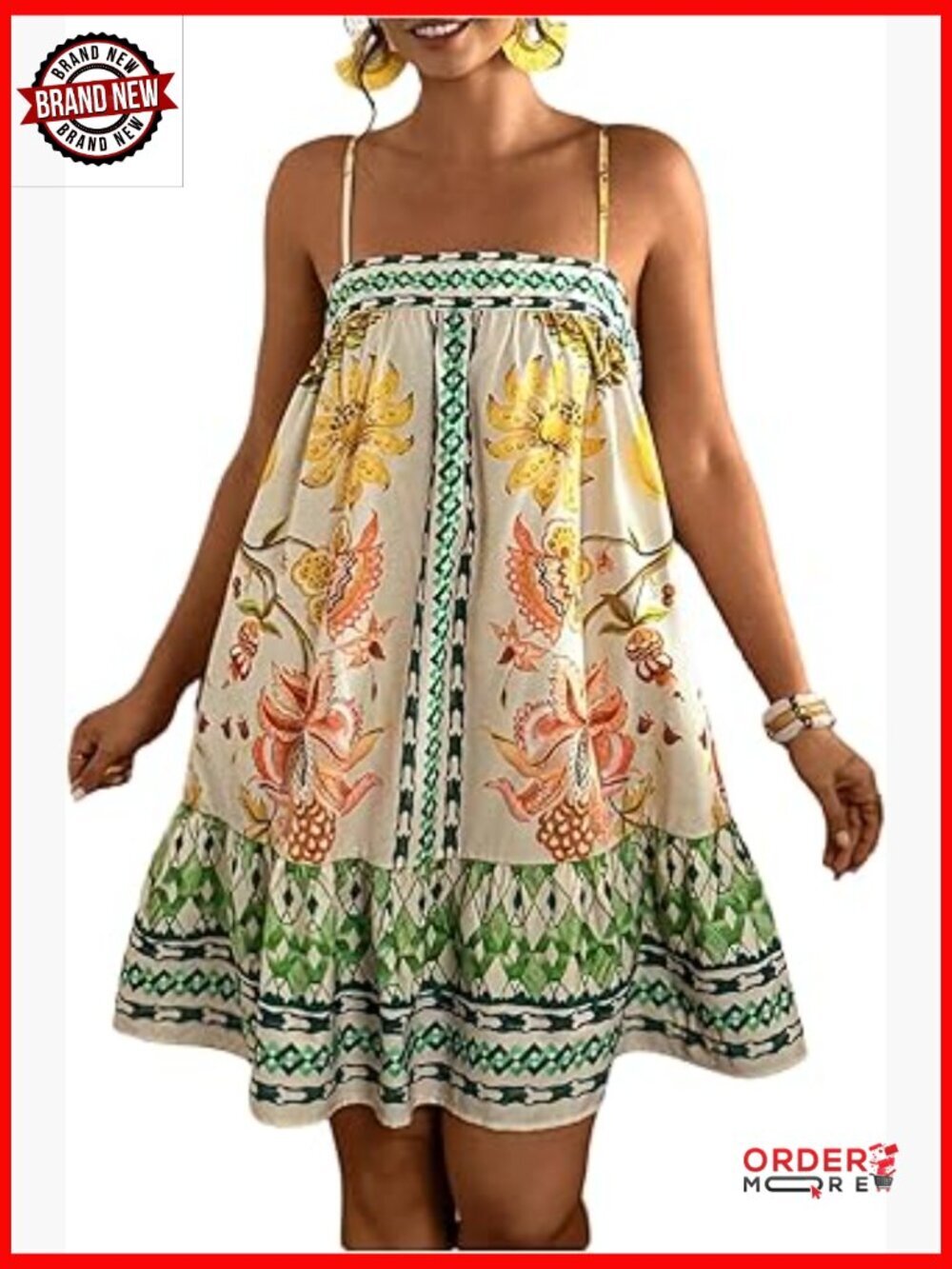 Plus Size Floral Cami Dress with Ruffle Hem